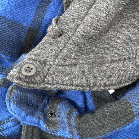 American Eagle Mens Flannel Shirt Hoodie Large Tall Plaid Shacket Removable Hood - Picture 11 of 11